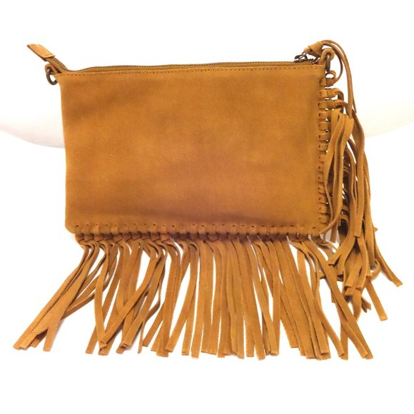 SUEDE FRINGE CLUTCH/CROSS BODY HANDBAG. - Picture 6 of 11